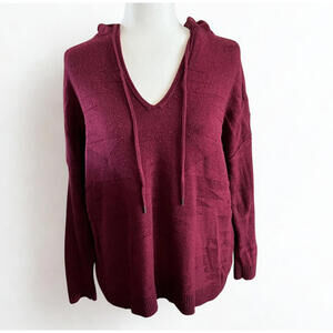 American Eagle Maroon Wool Blend Comfy Outdoor Hooded Pullover Sweater Size M